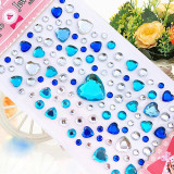 100PCS Colourful Heart DIY Crystal Rhinestone Sticker Jewels Gems Sticker Set for Kids