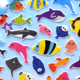 4 Sheets Cartoon Whale Octopus 3D Foam Puffy Sticker for Kids Toddler