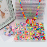 500PCS DIY Bracelet Colorful Flower Beads 24 Compartments PVC Box Set Jewelry Making Kit for Kids Gifts