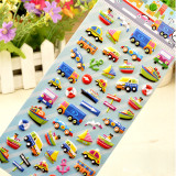 4 Sheets Vehicles Cars Ships Airplanes 3D Foam Puffy Sticker for Kids Toddler