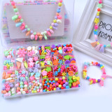 500PCS DIY Bracelet Colorful Heart Star Beads 24 Compartments PVC Box Set Heart Jewelry Making Kit for Kids Gifts