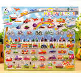 4 Sheets Engineering Vehicles Cars Ships Airplanes 3D Foam Puffy Sticker for Kids Toddler