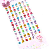 2 Sheets Colorful Pearl Geometry DIY Crystal Rhinestone Sticker Jewels Gems Sticker Set for Kids