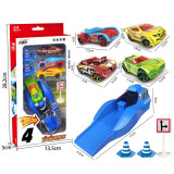 4PCS Alloy Cartoon Catapult Car Racing Pull Back Car Model Toy Set for Kids