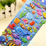 4 Sheets Cartoon Marine Animal Dolphins 3D Foam Puffy Sticker for Kids Toddler