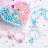 500PCS DIY Necklace Bracelet Frozen Princess Beads Heart-shaped Jewelry Box Set Making Kit for Kids Gifts