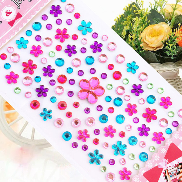 100PCS Colourful Flower DIY Crystal Rhinestone Sticker Jewels Gems ...