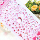 100PCS Colourful Heart DIY Crystal Rhinestone Sticker Jewels Gems Sticker Set for Kids