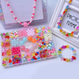500PCS DIY Bracelet Colorful Heart Star Beads 24 Compartments PVC Box Set Heart Jewelry Making Kit for Kids Gifts