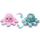 The Original Sequins Reversible Octopus Double Faced Expression Patented Design Soft Stuffed Plush Animal Doll Toy