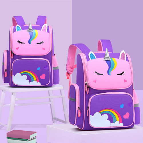 Primary School Backpack Cartoon Unicorn Rainbow Schoolbags For Kids