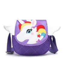 Toddlers Kids Rainbow Unicorn Wings Crossbody Shoulder Canvas Handbag