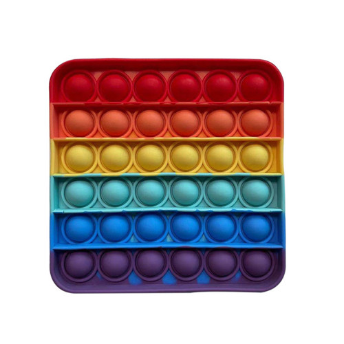Rainbow Square Geometry Pop It Fidget Toy Push Pop Bubble Sensory Fidget Toy Stress Relief For Kids & Adult