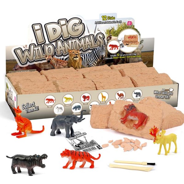 12PCS Wild Animals Discovery Dig Kit Science Education Toys For Kids Teens