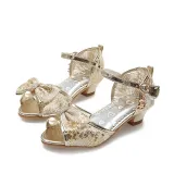 Kid Girl Jewelry Sequins Bow-knot Mesh High Heels Pumps Girls Dress Shoes