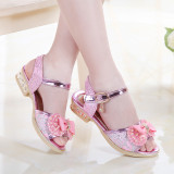 Kid Girl Lace Jewelry Pearls Bowknot Open-Toed Sandals Shoes