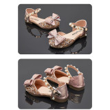 Kid Girls 3D Jewelry Pearls Bowknot Sequins Sandals Dress Shoes