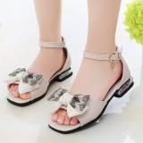 Kid Girl Sequins Chain Jewelry Square Open-Toed Soft Bottom Sandals Shoes