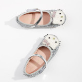 Kid Girls Hello Kitty Sequins Crystal Flats Dress Shoes