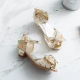 Kid Girl Jewelry Sequins Bow-knot Mesh High Heels Pumps Girls Dress Shoes