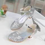 Kid Girl 3D Butterfly Gold Tassels High Heels Pumps Girls Dress Shoes