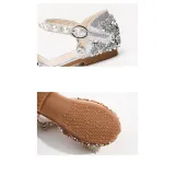 Kid Girls White Pearls Bowknot Sequins Flat Dress Shoes