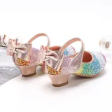 Kid Girls Sequins Rainbow High-heeled Pump Princess Dress Shoes