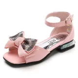 Kid Girl Sequins Chain Jewelry Square Open-Toed Soft Bottom Sandals Shoes