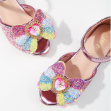 Kid Girl Rainbow Glitter Sequins Frozen Aisha Princess Crystal Dress Shoes