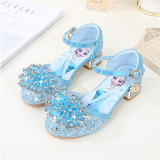 Kid Girls Crystal Diamond Sequins Princess Jewelry High Pumps Sandals Dress Shoes
