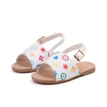 Kid Girl Flowers Plaid Open-Toed Beach Sandals Shoes