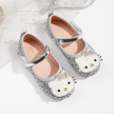 Kid Girls Hello Kitty Sequins Crystal Flats Dress Shoes