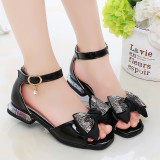 Kid Girl Sequins Chain Jewelry Square Open-Toed Soft Bottom Sandals Shoes