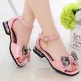 Kid Girl Sequins Chain Jewelry Square Open-Toed Soft Bottom Sandals Shoes
