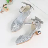Kid Girl 3D Butterfly Gold Tassels High Heels Pumps Girls Dress Shoes
