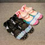 Kid Girl Rainbow Sequins Glitter Bowknot Princess Dress Shoes