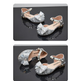 Kid Girls 3D Jewelry Pearls Bowknot Sequins Sandals Dress Shoes