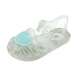 Kid Girls Sequins Heart Hollow Out Jelly Flats Shoes