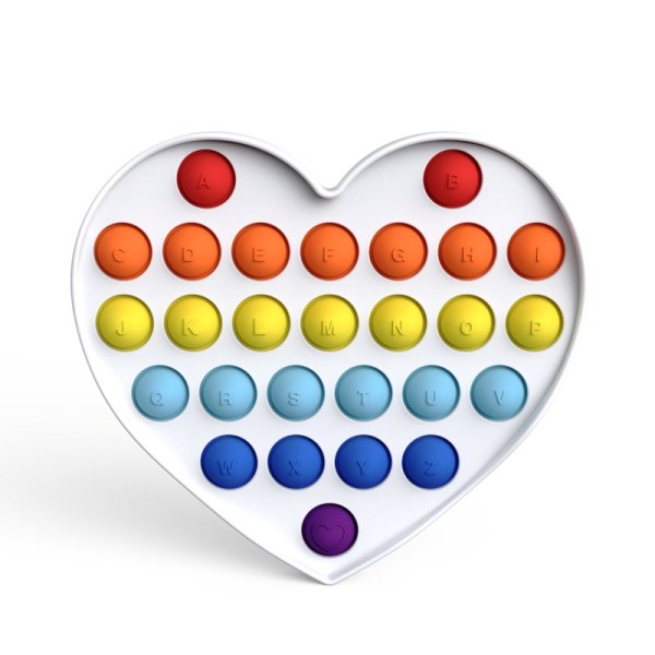 Rainbow Lettle Alphabet Heart Pop It Fidget Toy Push Pop Bubble Sensory Fidget Toy Stress Relief For Kids & Adult
