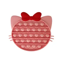 Pink Cute Bowknot Cat Pop It Fidget Toy Push Pop Bubble Sensory Fidget Toy Stress Relief For Kids & Adult