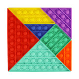 Rainbow Tangram Puzzle Pop It Fidget Toy Push Pop Bubble Sensory Fidget Toy Stress Relief For Kids & Adult