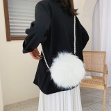 Women Crossbody Pearl Chain Faux Fur Fuzzy Shoulder Bags