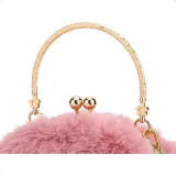 Women Crossbody Clip Plush Rabbit Ear Handbag