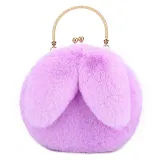 Women Crossbody Clip Plush Rabbit Ear Handbag