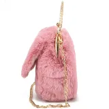 Women Crossbody Clip Plush Rabbit Ear Handbag