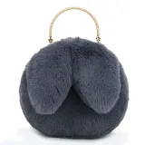 Women Crossbody Clip Plush Rabbit Ear Handbag