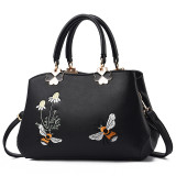 Women Embroidered Bees Crossbody Shoulder Large Tote Handbags