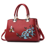 Women Embroidered Flowers Bee Crossbody Shoulder Large Tote Handbags
