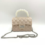 Women Crossbody Pearl Handle Quilted Square Handbags