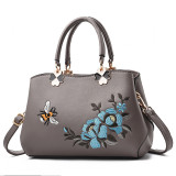 Women Embroidered Flowers Bee Crossbody Shoulder Large Tote Handbags